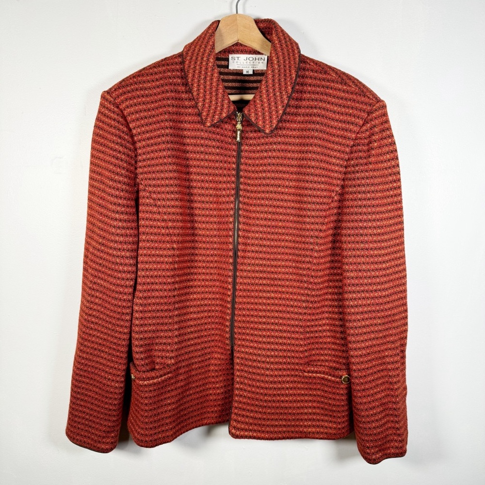 St. John Red and Black Striped Jacket
